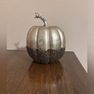 Silver and dark silver with glitter Decorative Pumpkin